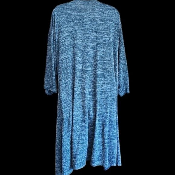 LuLaRoe Blue Duster Cardigan long open front 3/4 sleeves Large Made in USA - Picture 5 of 11